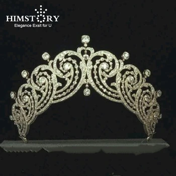 Himstory Royal Stralucitor Printesa Plin De Zirconiu Mirese, Diademe, Coroane Retro Europene Bentițe De Păr De Nunta, Accesorii De Bal Bijuterie