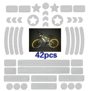 42PCS Biciclete Corpul Autocolant Reflectorizant Noaptea de Siguranță Logo-ul Grila Dungi de Avertizare Bandă de MTB Scuter Casca Corpul Autocolant Reflectorizant
