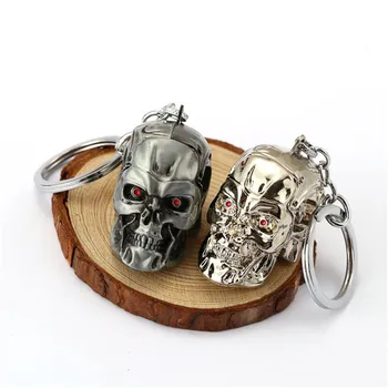 H&F 12buc/lot Film Terminator Breloc 3D Skull Cap de Metal de Forma Logo-Cheie de Lanț de Titularul Inel Masina Pandantiv Accesoriu Chaveiro