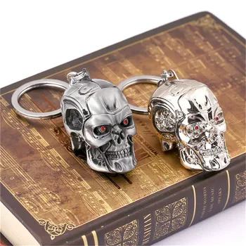 H&F 12buc/lot Film Terminator Breloc 3D Skull Cap de Metal de Forma Logo-Cheie de Lanț de Titularul Inel Masina Pandantiv Accesoriu Chaveiro