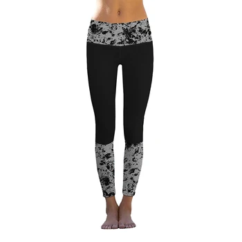SEBOWEL Negru Florale Imprimate Detalii Plus Dimensiune Talie Mare Pantaloni de Yoga pentru Femei Pantaloni Colanti Sport Femei Fitness Deportivas 2X