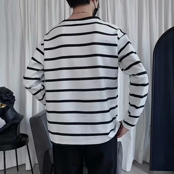 Moda Barbati Dungi cu Maneci Lungi Rotunde Gât tricou Vrac se Potrivi Top de Bază Bluza Mens Tendința de Îmbrăcăminte Casual Slim