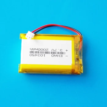 103450 3.7 V 2000mAh lipo litiu polimer baterie reîncărcabilă jst PH 2.0 mm 2pin mufă pentru MP3 navigator GPS DVD recorder
