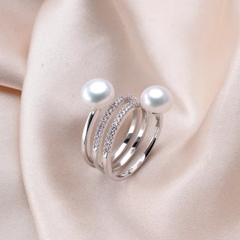 2020 Nou Design Personalitate Naturale De Apă Dulce Pearl Inel Reglabil Argint 925 Placat Cu Inel Pentru Femei Bijuterii Fine Cadou