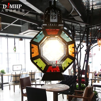 Stil mediteranean Decor turcești lucrate Manual Pandantiv Lumina Nuante de Sticlă Mozaic Pandantiv Lampă Pentru Bar cafenea deco maison