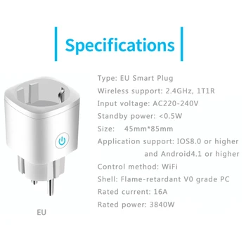 Smart plug socket WiFi UE 16A funcția de sincronizare cu Tuya SmartLife APLICAȚIE de control Alexa Google Asistent cu comandă vocală