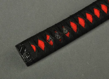 Mâner frumos Tsuka pentru Japoneză Sabie de Samurai Wakizashi Montarea de Mătase Neagră Ito & Imitat Roșu Rayskin & Aliaj Fuchi Kashira ZJ3