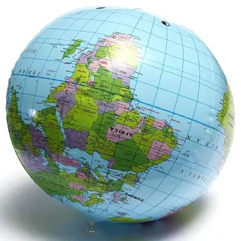 38cm Glob Gonflabil Lume Pământ Ocean Harta Minge de Învățare Geografie Învățământ Minge de Plaja Copii Geografie Rechizite