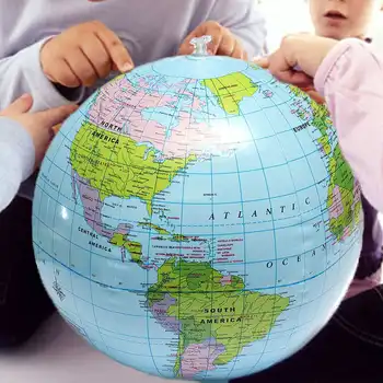 38cm Glob Gonflabil Lume Pământ Ocean Harta Minge de Învățare Geografie Învățământ Minge de Plaja Copii Geografie Rechizite