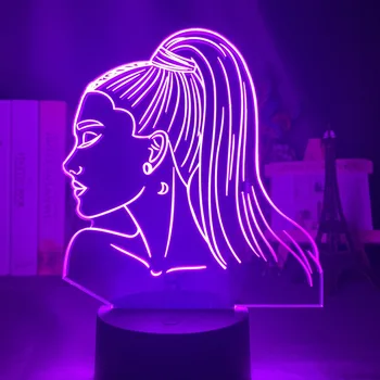 HY3d Lumina de Noapte Cantareata Ariana Grande Cadou pentru Fanii Dormitor Decor de Lumină Led-uri cu Senzor Tactil Color de Lucru în Schimbare Lampă de Birou Celebritate