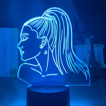 HY3d Lumina de Noapte Cantareata Ariana Grande Cadou pentru Fanii Dormitor Decor de Lumină Led-uri cu Senzor Tactil Color de Lucru în Schimbare Lampă de Birou Celebritate
