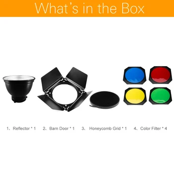 Godox BD-04 Usa de Hambar Grila Fagure 4 Filtru de culoare + Bowens Muntele Standard Reflector pentru Studio Flash