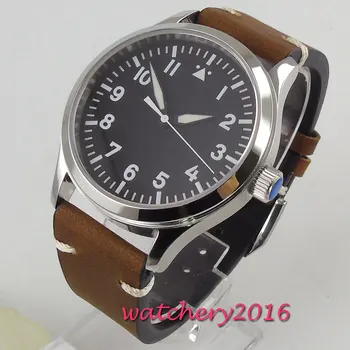 42mm Corgeut cadran negru cu data de cristal safir miyota automatic mens watch