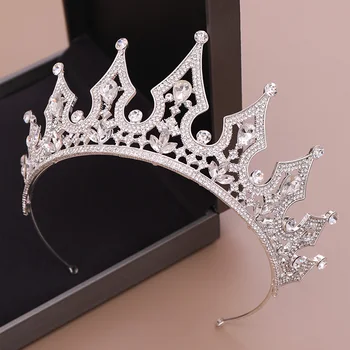 FORSEVEN de Lux de Epocă de Aur/Argint de Culoare Printesa Regina Mireasa Noiva Stralucitoare de Cristal Coroane Tiara de Păr Bijuterii pentru Petrecerea de Nunta