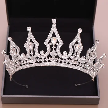 FORSEVEN de Lux de Epocă de Aur/Argint de Culoare Printesa Regina Mireasa Noiva Stralucitoare de Cristal Coroane Tiara de Păr Bijuterii pentru Petrecerea de Nunta