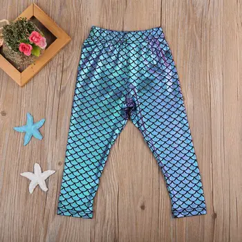 Fetele de simulare sirenă drăguț pantaloni jambiere colorate de imprimare digitală de vară stil copilul jambiere