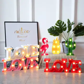 Romantic DRAGOSTE 3D LED Scrisoare Semn Lumina de Noapte Marquee Lampă de Masă Ananas/Flamingo/Cactus de Modelare, Lumina de Noapte Pentru Decor Nunta