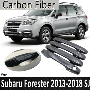 Fibra de Carbon negru pentru Subaru Forester SJ 2013 2016 2017 2018 Mânerul Ușii de Acoperire Autocolant Decoratiuni Accesorii Auto