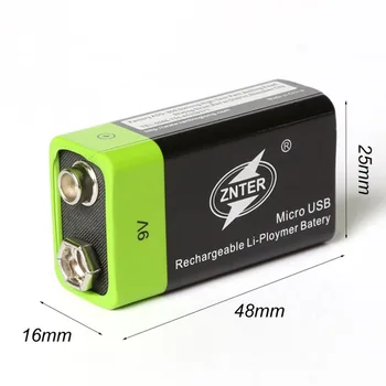 1BUC ZNTER 600mAh USB 9V baterie reîncărcabilă litiu baterie 6F22 baterie reîncărcabilă litiu-polimer baterie + 1BUC Micro USB cablu de încărcare