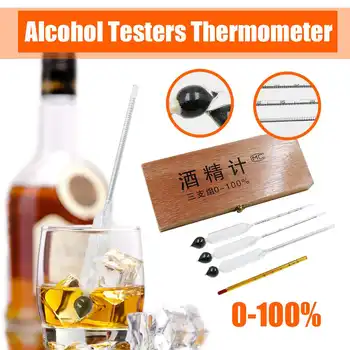 Testere De Alcool Termometru Cu Alcool Metru Vin De Concentrare Metru De Vodcă, Whisky Hidrometru Tester Vintage Bar Set 0-