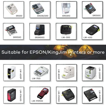 CIDY 5Pcs SC12YW/LC4YBW LC-4YBW9 compatibile KingJim 12MM Negru pe Galben Etichetă casetă pentru Epson mașină LW300 LW400 LW-600P