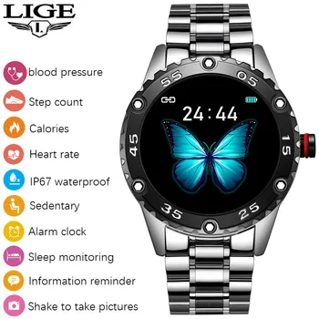 LIGE Ceas Inteligent Bărbați smartwatch Femei Impermeabil Sport Tracker Heart Rate Monitor de Presiune sanguina din Oțel Inoxidabil Ceas Fitness