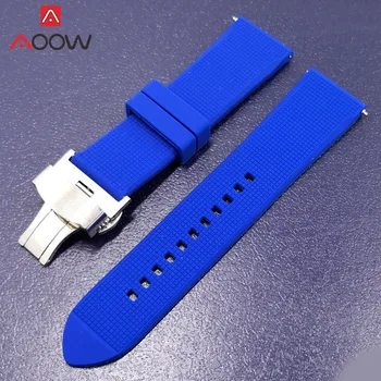 Silicon Watchband 18mm 20mm 22mm pentru Samsung Galaxy Watch 42mm 46mm Cauciuc Eliberare Rapidă Catarama Fluture Brățară Bandă Curea