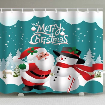 Crăciun Fericit Perdele De Dus Frabic Impermeabil Moș Crăciun Elan Copac Cadou SnowmanPolyester Cadă Cortina Cu Cârlige