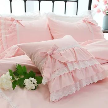 Top roz Dulce perne decorative stil de Gradina perna acoperi zburli Dantela pernă acoperă straturi tort printesa bowknot pernă
