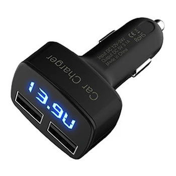 Dual USB Masina Încărcător Voltmetru Volți Curent Temperatura de Metri Digital Monitor Portabil Auto Tester de Tensiune 4 În 1