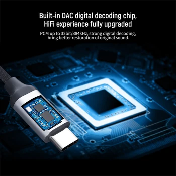 NILLKIN HIFI DAC Amplificator pentru Căști de Tip C-3.5 mm audio adaptor amplificator de date pe 32 de biți/384K Pentru Samsung Pentru iPhone OnePlus
