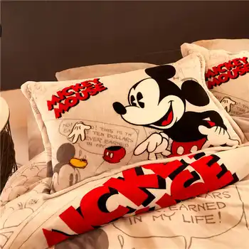 Disney flanel de lână Mickey Mouse fular set de lenjerie de pat queen-size husă de pilotă twin Copii 3d complet de lenjerie de pat moale plapumă Fete