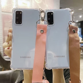Curea Lanț de Cablu Caz de Telefon pentru Samsung S20 S9 S8 S7 Edge Plus Colier din Șnur Coque Pentru Galaxy A51 A71 A50 A70 30 10 A91 Caz