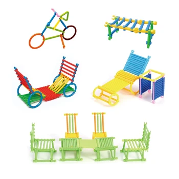 700Pcs 4D Paie Blocuri de BRICOLAJ din Plastic, Asamblate Blocuri de Paie Introdus de Construcție Educațională Colorat Jucărie pentru Copii
