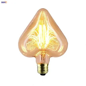 IWHD Inima Fiolă Edison lampă Bec E27 40W 220V Industriale Decor Lampara Epocă Lampa Lampada Retro Lampa Ampul ST64 T30