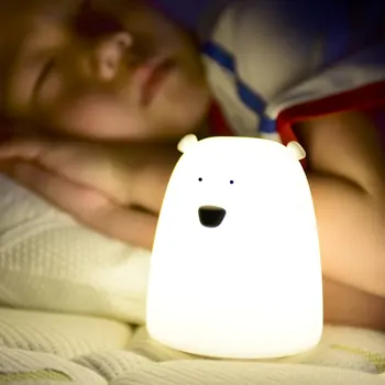 Dormitor copil Lampă de Noapte Drăguț Urs Silicon LED Lumina de Noapte de Culoare Schimbare LED Lumina Noptieră pentru Copii Copil Jucărie Cadou