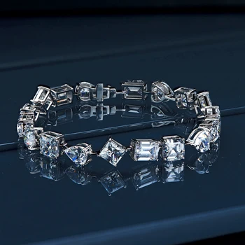 Luomansi Foarte Mare de Carbon Diamant Brățară s925 Argint în formă de Inimă, Pătrat Șir Bratara Fierbinte de Vânzare de Bijuterii en-Gros