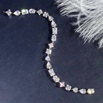 Luomansi Foarte Mare de Carbon Diamant Brățară s925 Argint în formă de Inimă, Pătrat Șir Bratara Fierbinte de Vânzare de Bijuterii en-Gros
