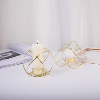 Moda Geometrice Fier Sfeșnic De Perete Suport De Lumanare De Nunta Decor Acasă Cadou Ornament Tranșee Potrivire Suport Pentru Lumânările Pastilă Din Oțel Minimalist