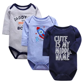 3/pack Baby Boy fete, Haine Nou-născut Tripleți Maneca Lunga Lenjerie de corp Pijamale de Primăvară de Toamnă de Calitate Superioară Sugari salopeta