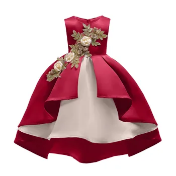 Copii Dreses Pentru Fete Flori Brodate tutu Princess Dress 2018 pentru Copii de ziua Recunostintei Costum Copil Haine Copii Rochie de Petrecere