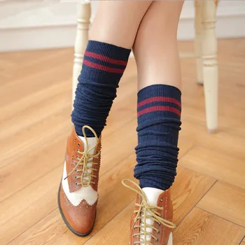 Noi 1Pair Japonia Stil Drăguț Ciorapi cu Dungi, cu Femeile Cald Ciorap Lung Bumbac Coapsei Pentru Doamne Mare Pe Genunchi Ciorapi