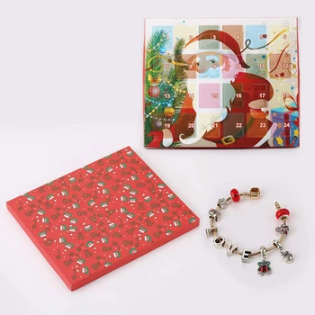 DIY de Crăciun Calendar Farmecul Brățară Bijuterii Calendar Advent, cu 24 de Zile Numărătoarea inversă până la Crăciun pentru Copii Set Cadou Mos Craciun Elan Cutie
