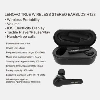 Lenovo HT28 TWS Bluetooth 5.0 Adevărat Wireless Căști Sport Funcționare Stereo cu Bas Profund Hifi de Reducere a Zgomotului Căști