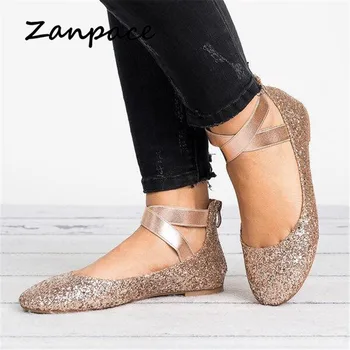 Zanpace Platforma Pantofi Balerini Femei Pantofi Cross-legat Superficial Plat Cu Pantofi Rotund Toe Dantela-Up Pantofi pentru Femei Femei