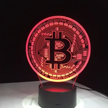 Control de la distanță 3D Led Bitcoin Semn de Modelare Noaptea Lumini Colorate Usb Moneda Simbol Lampă de Birou Dormitor Dormi Iluminat Decor Cadouri