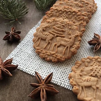 Crăciun Relief Sucitor De Copt Cookie-Uri Tăiței Biscuit Tort Fondant Aluat Gravate Cu Role Reni Fulg De Nea Cu Role