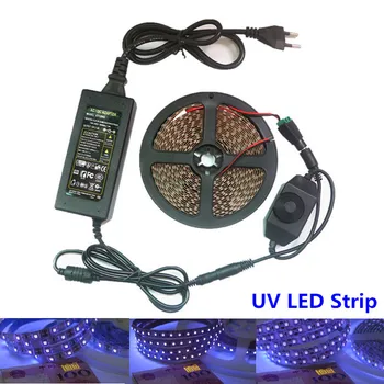 UV Led Strip lumină SMD 3528 60/120leds/m 395-405nm Raze Ultraviolete Dioda LED Panglică Violet Flexibile Banda lampa + adaptor de alimentare