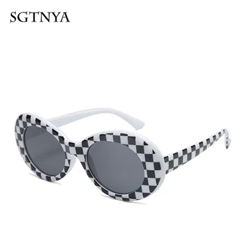 SGTNYA nou retro oval ochelari de soare moda personalitate zăbrele doamnelor ochelari stea cu aceeași ochelari de soare UV400