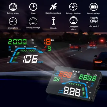 NOUL Q7 5.5 Inch Masina Auto GPS HUD Head Up Display Universal Vitezometrele Overspeed tabloul de Bord Parbriz Proiector